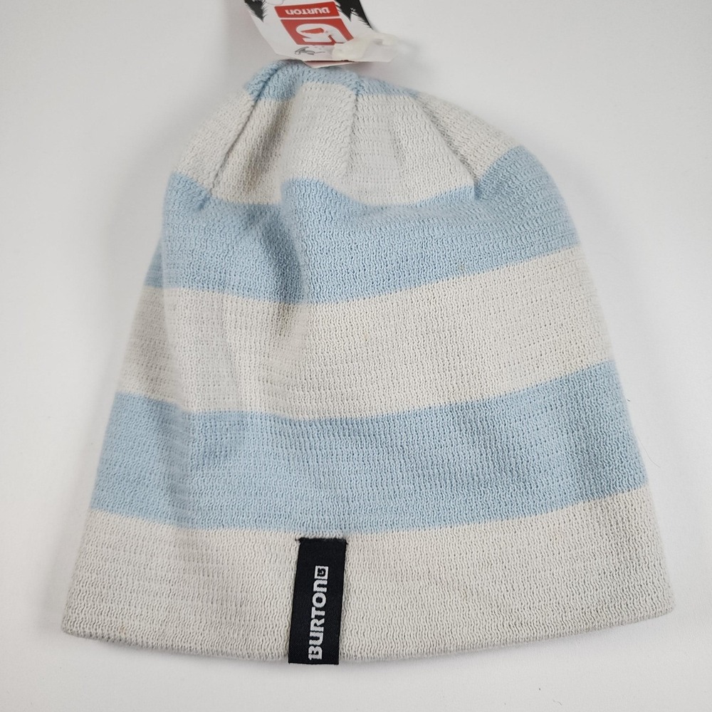 Burton Silverman Beanie Mens One Size Blue White Stripe Knit Acrylic Snowboard